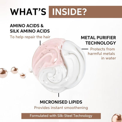 Product packaging with text detailing ingredients and benefits on a white background