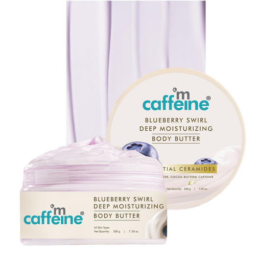 Caffeine Blueberry Swirl Deep Moisturizing Body Butter packaging on a white background