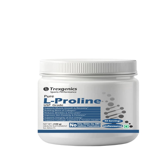 Trexgenics L-PROLINE USP grade Pure Powder 40 servings of 2.5 gram (100 gram)