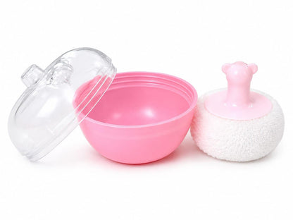 BABYDEN Baby Apple Shape Powder Puff With Powder Storage Bpa Free Pink