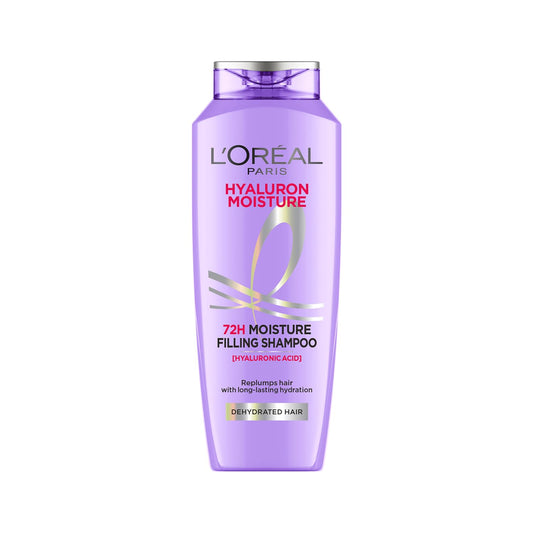 L Oréal Paris Moisture Filling Shampoo, With Hyaluronic Acid, For Dry & Dehydrated Hair, Adds Shine & Bounce, Hyaluron Moisture 72H, 340Ml.
