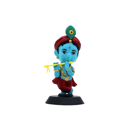 Krishna Ji Figurine Showpiece for Car Dashboard, Home Office | Lord Krishna Murti Statue for Hindu Temple, Spiritual Decor | Gift for Devotees (Bhakti BANSIDHAR Krishna Blue Tone)