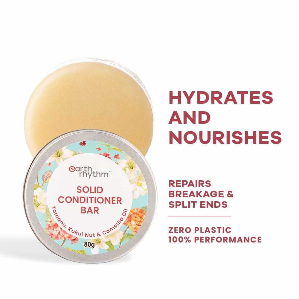 Earth Rhythm Conditioner Bar Tamanu, Kukui Nut & Camellia Oil, Frizz Control + Damage Repair, Sulphates & Paraben Free
