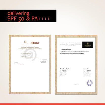 Two framed documents with certification logos on a white background
