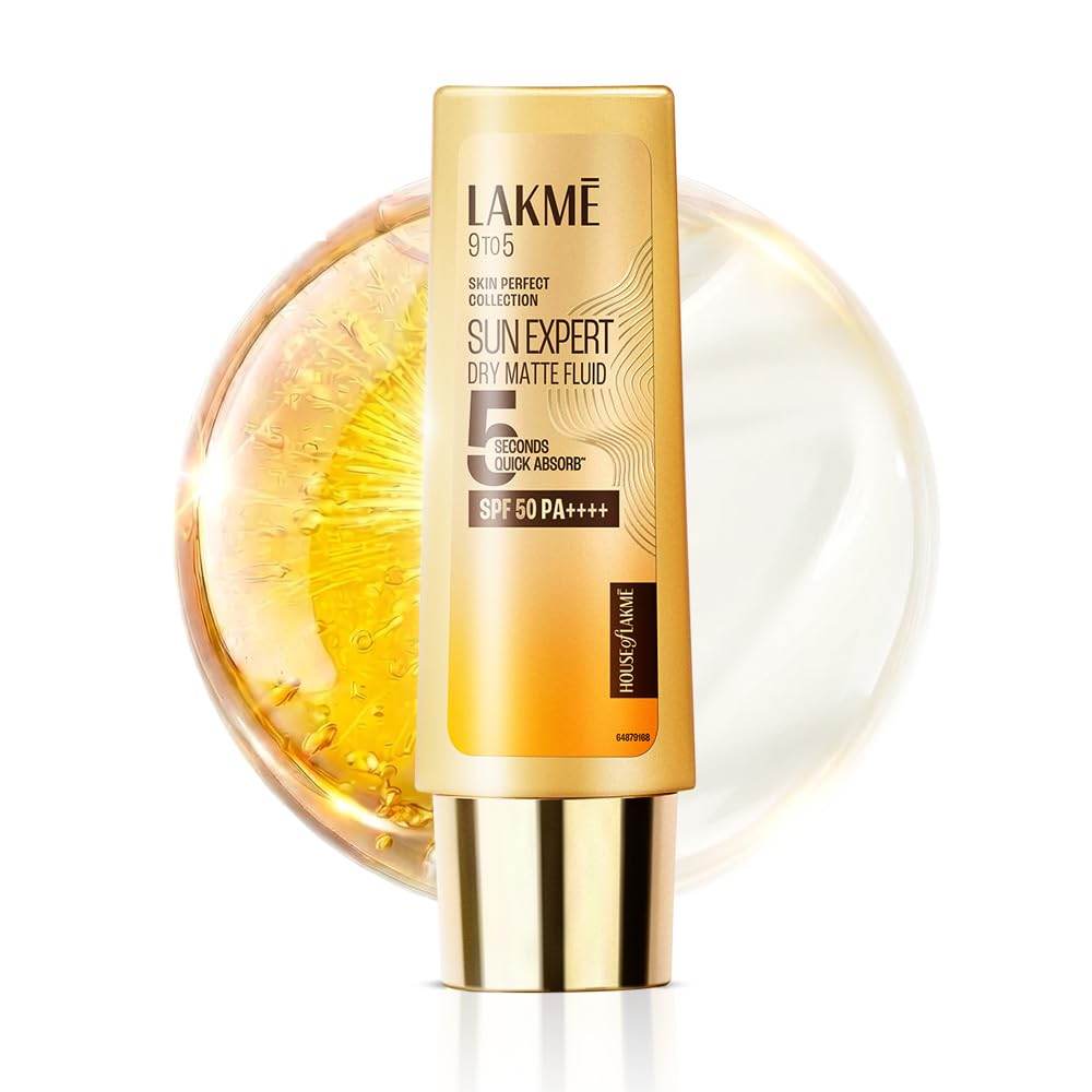 Lakme Sun Expert dry matte fluid bottle with a white background