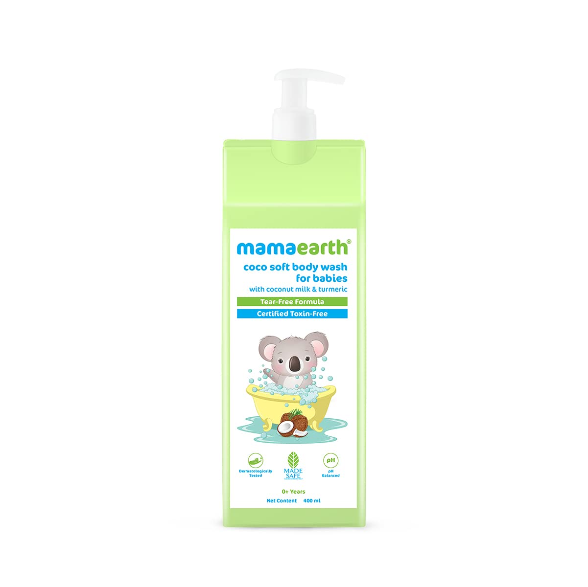 Mamaearth Coco Soft Body Wash For Babies - 400 ml | Infused with Coconut Milk & Turmeric | Tear Free Cleanser, Gently Cleanses Skin & Prevents Infections