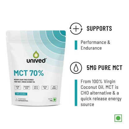 Zephivo Unived MCT 70% | Medium Chain Triglyceride Oil Powder | Clean Energy Fuel | Pure MCT 5g with C-8: 3528mg & C-10: 1512mg in a 70:30 ratio | Vegan & Keto Friendly | 30 Servings
