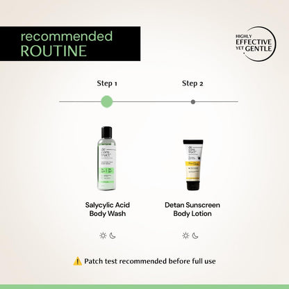 Two skincare products with labels for a recommended routine on a beige background.