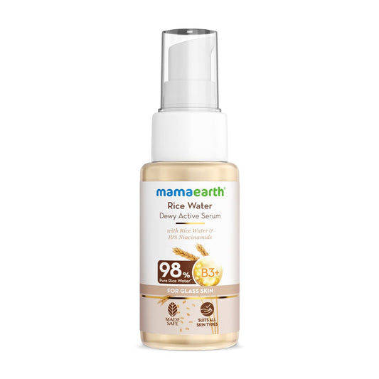 Mamaearth Rice Water Dewy Active Serum with 10% Niacinamide, Rice Water & Hyaluronic Acid - 50 ml | For Glass Skin | Gives Dewy Finish | Brightens Skin | Suits All Skin Types