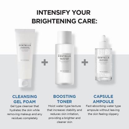 SKIN1004 Centella Tone Brightening Cleansing Gel Foam | Moisturizing & Gentle Exfoliating Cleanser with Niacinamide for Sensitive Skin, 125ml