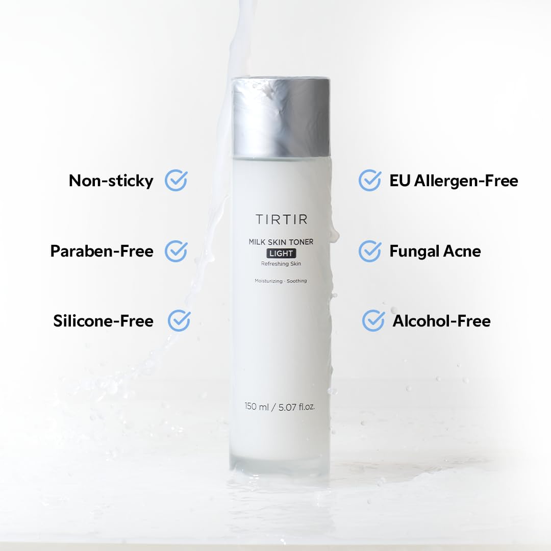 TIRTIR Milk Skin Toner Light|Instant Hydration With 4% Niacinamide, Pore-Tightening, Vegan Toner For Acne-Prone, Sensitive & Oily Skin, Fungal Acne Safe, Panthenol, Allantoin, Vitamin B, 0.67 Fl Oz