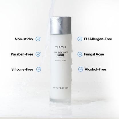 TIRTIR Milk Skin Toner Light|Instant Hydration With 4% Niacinamide, Pore-Tightening, Vegan Toner For Acne-Prone, Sensitive & Oily Skin, Fungal Acne Safe, Panthenol, Allantoin, Vitamin B, 0.67 Fl Oz