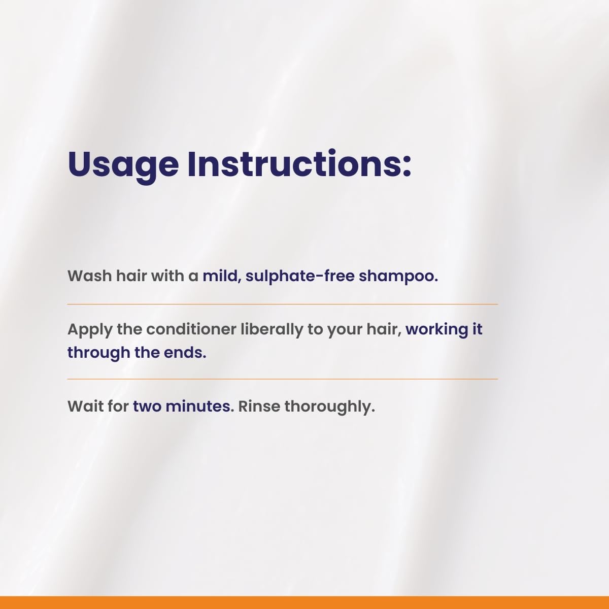 Usage instructions for hair care product on a white background