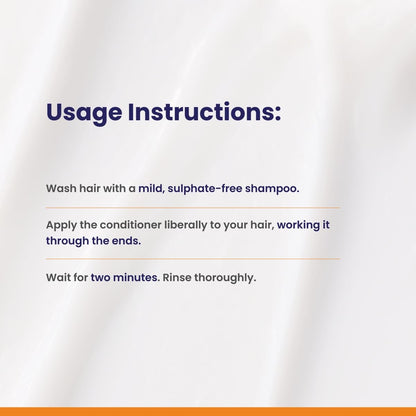 Usage instructions for hair care product on a white background