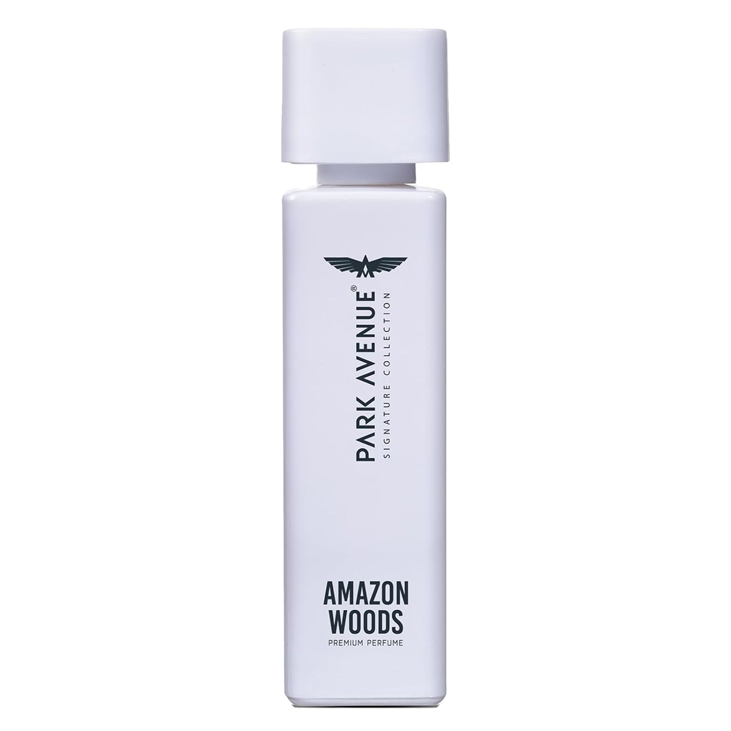 Perfume bottle labeled 'Park Avenue Amazon Woods' on a white background