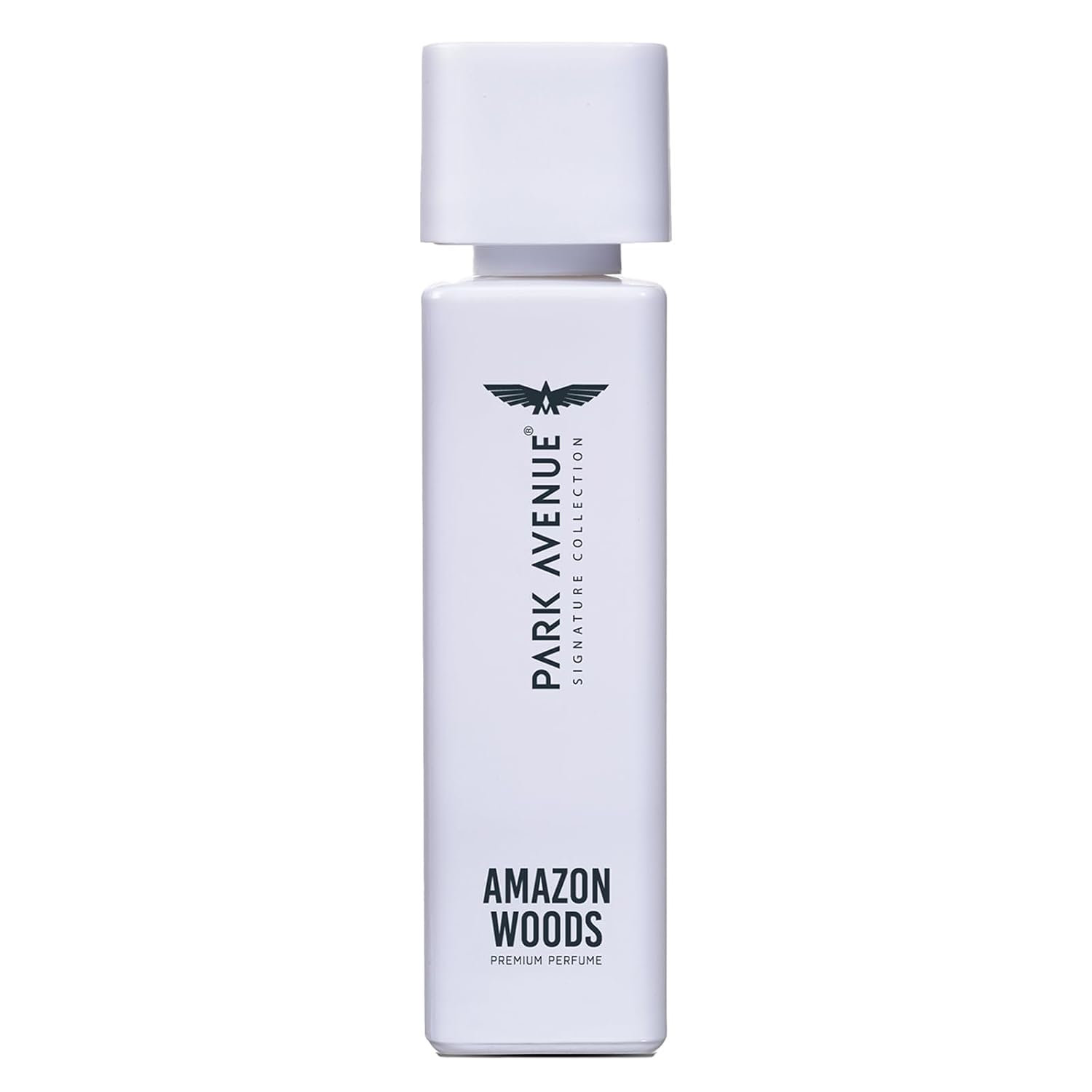 Perfume bottle labeled 'Park Avenue Amazon Woods' on a white background