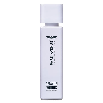 Perfume bottle labeled 'Park Avenue Amazon Woods' on a white background