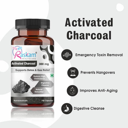 Activated Charcoal | Helps in Digestion, Bloating, Liver & Kidney Detox | 100 Veg Capsules