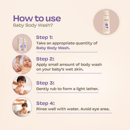 Maate Baby Body Wash | With Ayurvedic Herbs Beetroot, Manjistha & Neem extracts | Body Wash for Dry & Sensitive Skin | Natural & Vegan | Tear-free & pH Balanced | Soap Free (50ml (Pack of 1))