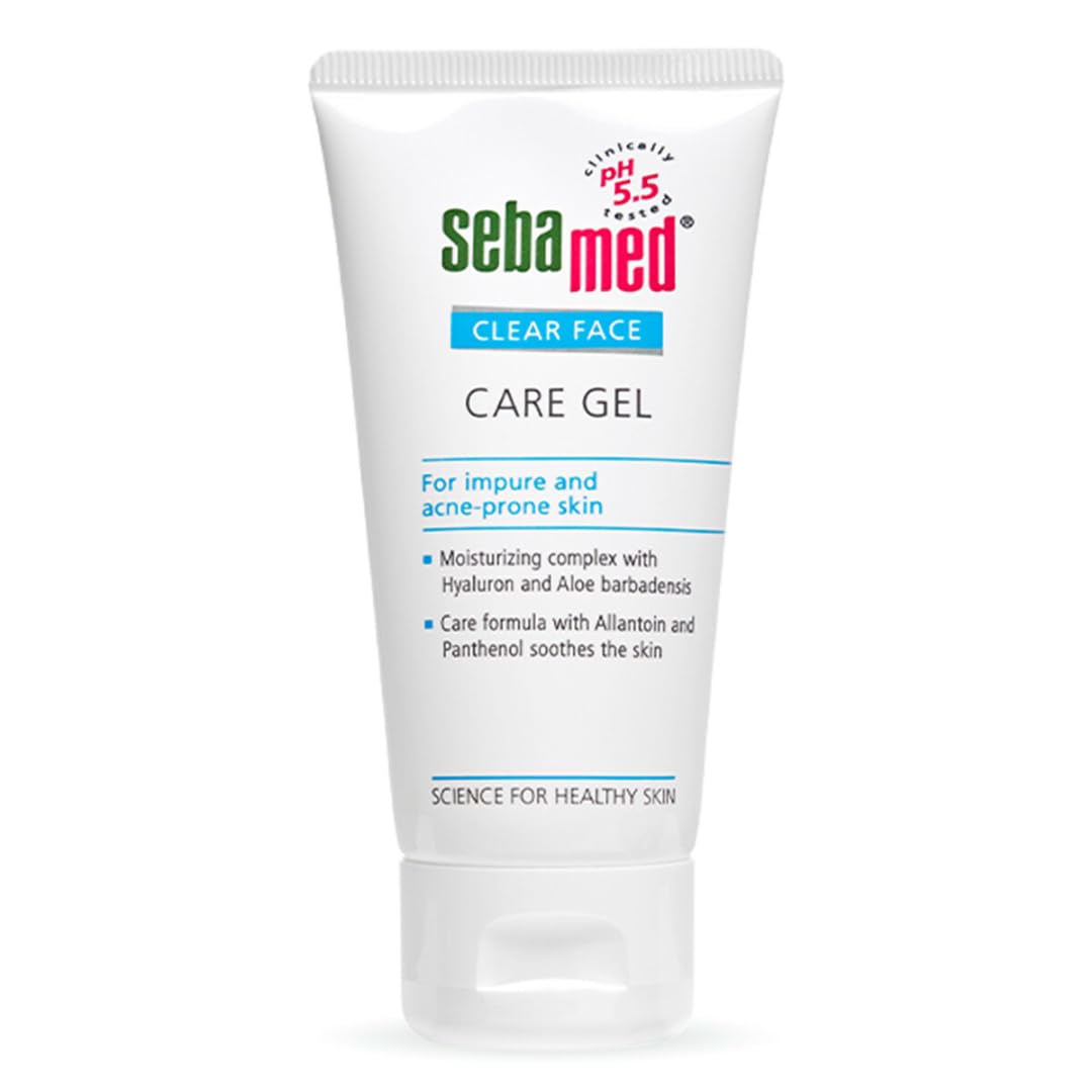 Sebamed care gel for impure and acne-prone skin on a white background