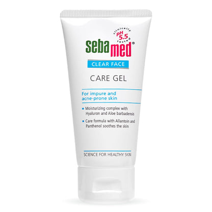 Sebamed care gel for impure and acne-prone skin on a white background
