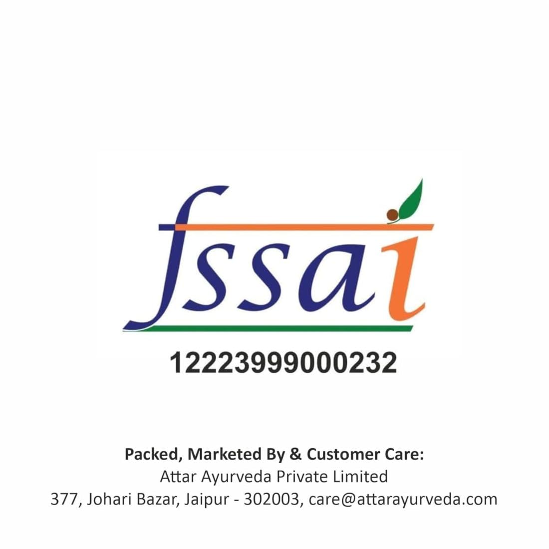 FSSAI logo with contact information on a white background