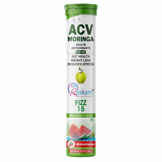 ACV Moringa 15 Effervescent Tablets 500mg Apple Cider Vinegar With No Added Sugar For Gut Health | Immunity Booster | Weight Loss | (Pack of 1, Refreshing Watermelon Flavour)