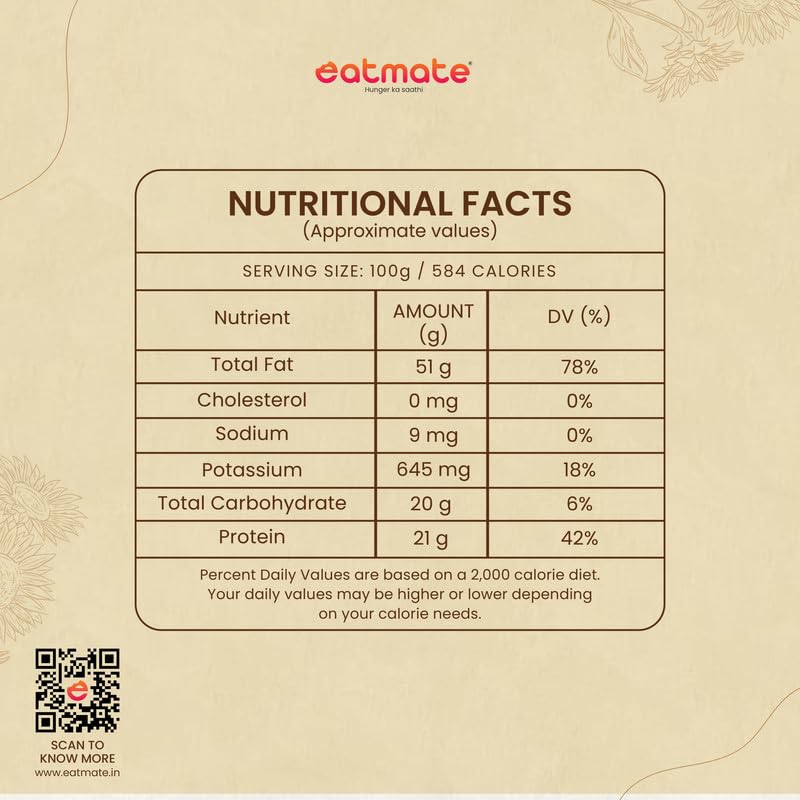 Eatmate Roasted & Salted Sunflower Seeds | High Fiber & Protein Rich Surajmukhi Seeds | Vitamin E & Magnesium Rich Healthy Snack | Natural Vegetarian Seeds for Eating & Daily Nutrition