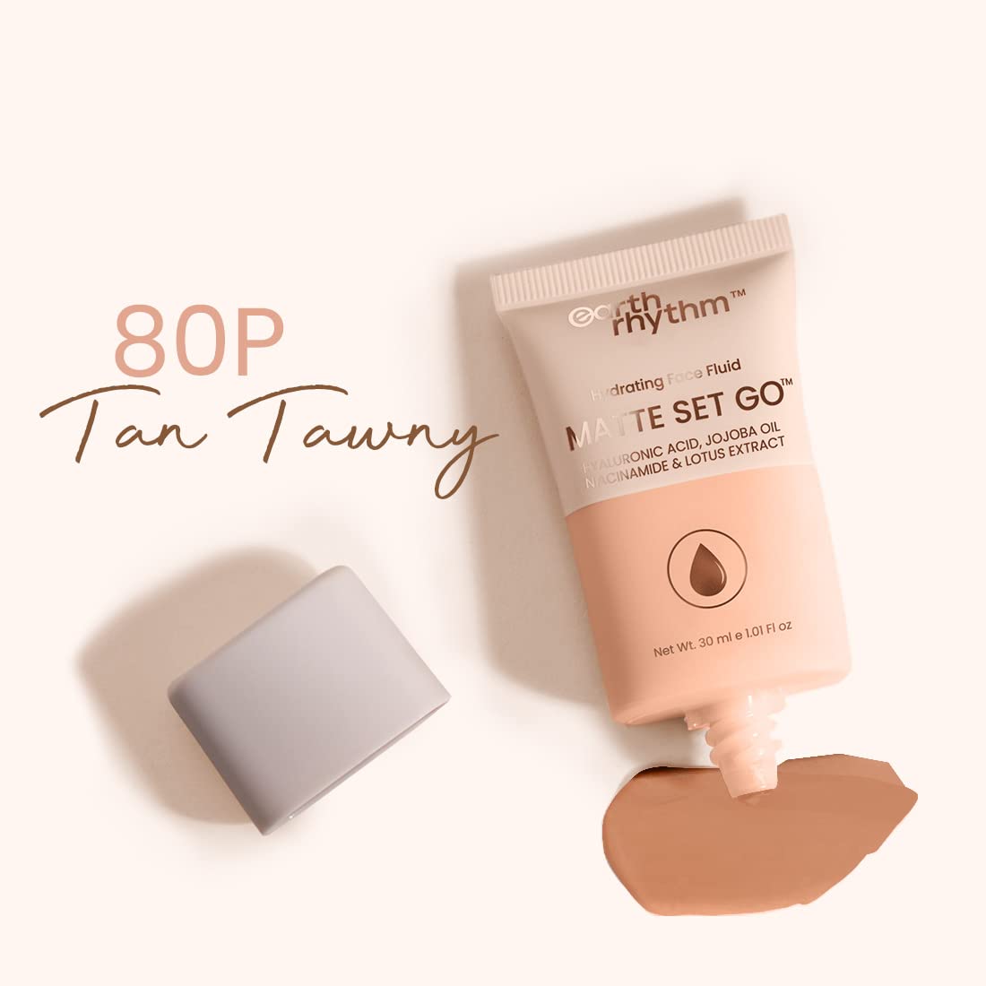 Earth Rhythm Matte Set Go Foundation with SPF 30, Pa++++ | Hyaluronic Acid, Niacinamide Acid, Jojoba Oil & Lotus Extract | Smooth Finish, Sun Protect & super Hydrating | Tan Tawny – 30ml
