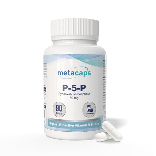 MetaCaps P5P Vitamin B6 – 90 Vegan Capsules | Bio-Active Coenzymated Pyridoxal-5-Phosphate for Maximum Absorption | Supports Nerve Health, Mood Balance & Energy Metabolism | Non-GMO, Gluten-Free