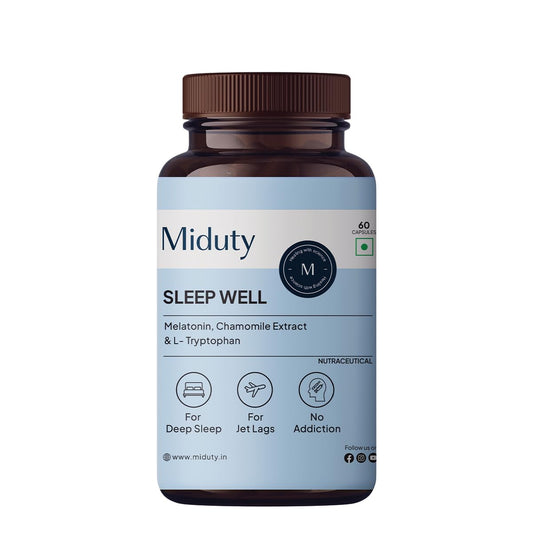 Zephivo Miduty by Palak Notes Sleep Well Capsules - Melatonin - Promote Restful Sleep - Helps in Deep Sleep - Refreshing Night Rest- Pack of 60 Capsules