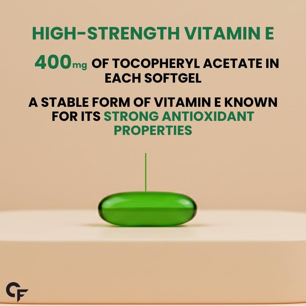 Carbamide Forte 400 mg Vitamin E Capsules for Face and Hair | 100% Natural Vitamin E Supplement with VitaminE Oil | Paraben Free - 30 Capsules