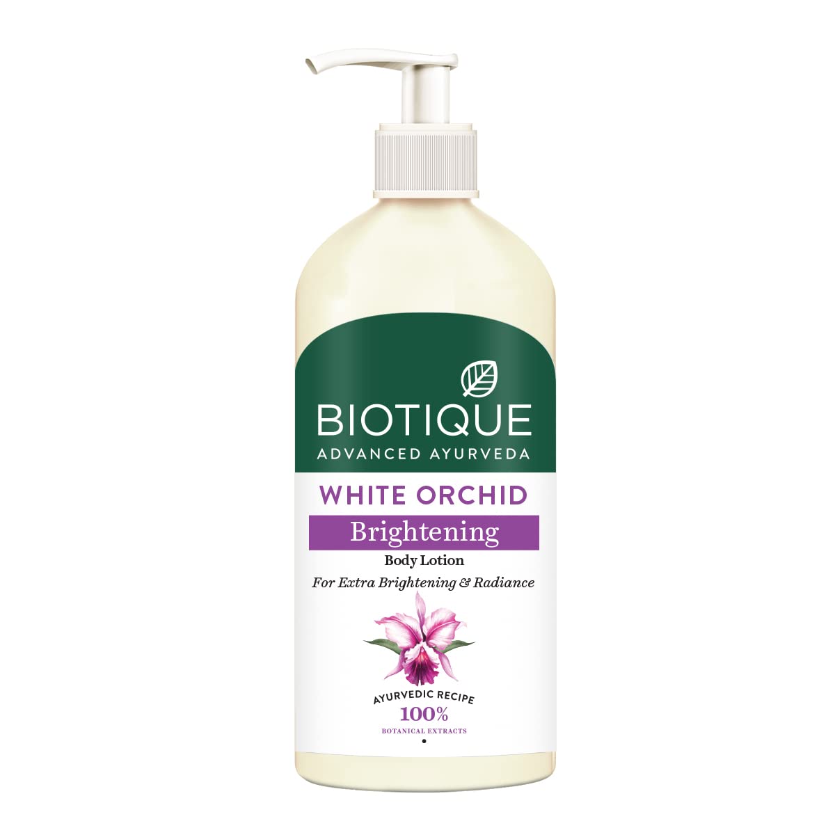 Biotique White Orchid Brightening Body Lotion bottle on a white background