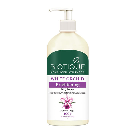 Biotique White Orchid Brightening Body Lotion bottle on a white background