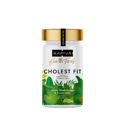 Kapiva Cholest Fit Capsules | Helps Manage Cholesterol with Arjuna, Guggul, Garlic, and 2 more herbs | 100% Ayurvedic | 1 Month Pack for Cholesterol Care | 60 Capsules/Tablets