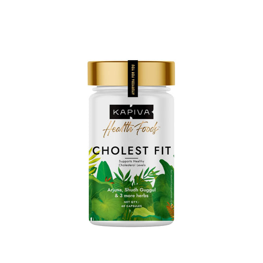 Kapiva Cholest Fit Capsules | Helps Manage Cholesterol with Arjuna, Guggul, Garlic, and 2 more herbs | 100% Ayurvedic | 1 Month Pack for Cholesterol Care | 60 Capsules/Tablets