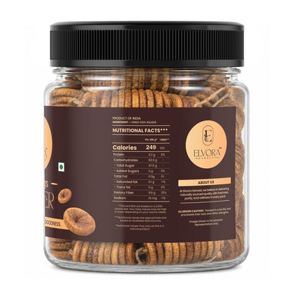 ELVORA HARVEST Dried Afghani Anjeer | Healthy Dry Fruit Snacks | Dried Figs | Rich Source Of Fibre Calcium & Iron | Low In Calories And Fat Free Snacking Dieting