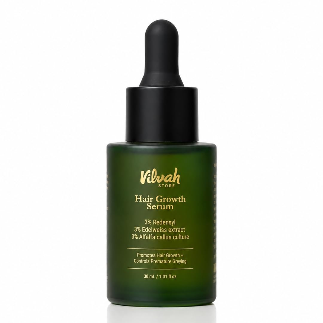Vilvah Hair Growth Serum | Redensyl & Rosemary Serum for Hair Fall Control & Improved Hair Density | Supports Healthier Hair Growth & Stronger Hair | Nourishes Scalp & Balances Scalp Ecosystem | 30 ml