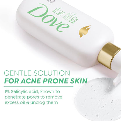 DOVE Acne Clear Serum Body Wash, 300 ml, for Clearer Skin, with 1% Salicylic Acid, Reduces Blemishes and Breakouts, Sulfate-Free, Dermatologist Approved