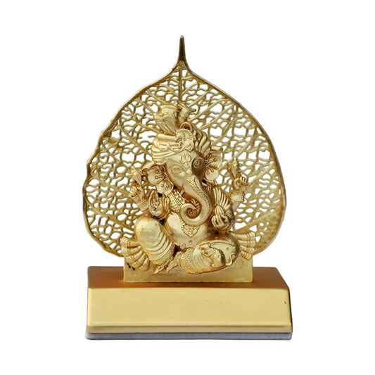Metal Lord Ganesha Idol – Golden Car Dashboard & Home Decor Showpiece Golden SIA484