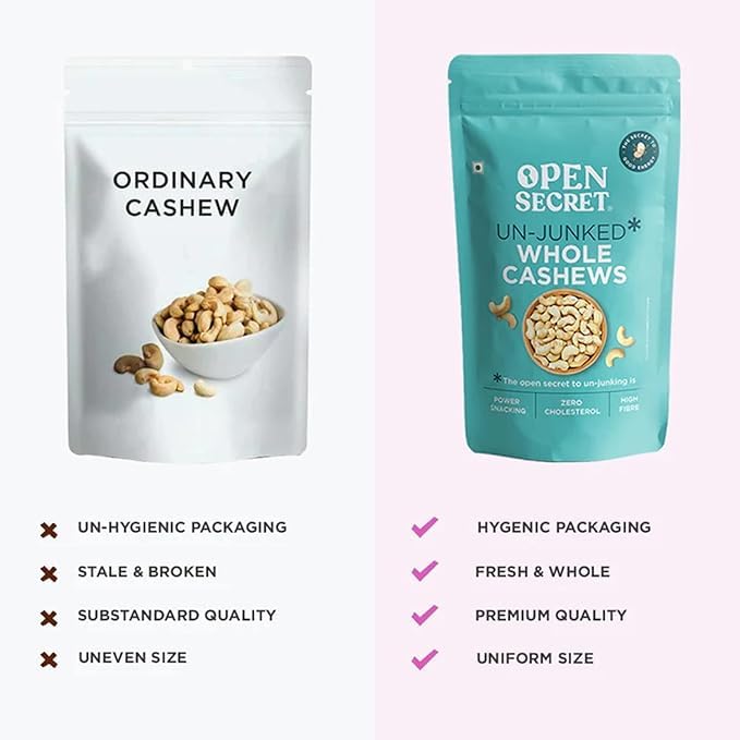 Open Secret Premium Cashew | 900g | Whole Cashew Nuts, Dry Fruits, Kaju, Healthy Snacks, Cashews, Cashew 900gm, Healthy Dry Fruits, Nutritious, Gluten Free & High Protein (Pack of 1)