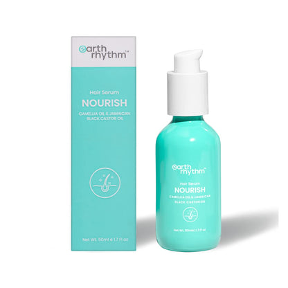 Earth Rhythm Camellia & Jamaican Black Castor Oil Hair Serum for Dry & Frizzy Hair, Soften Curls, Tames Frizz, Nourish Scalp, Men & Women - 50ml - 50 ml