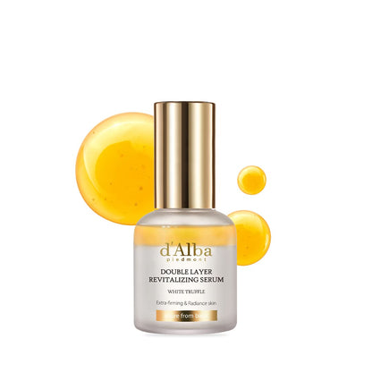 d'alba Piedmont Italian White Truffle Double Layer Revitalizing Serum, 100hr Hydration, Hyaluronic Acid and Centella Asiatica, Skin Firming and Tightening, Long-lasting Korean Skin Care, 30ml