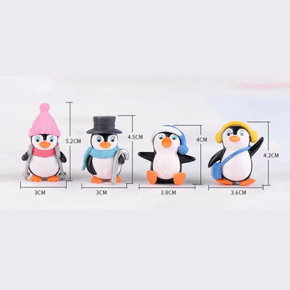 Miniature Showpiece Birthday Gift for Girls Kids, Penguin Showpiece Set of 4 for Home Decor Items, Car Dashboard Items, Table Decoration Items, Valentine Day Gift for Girlfriend