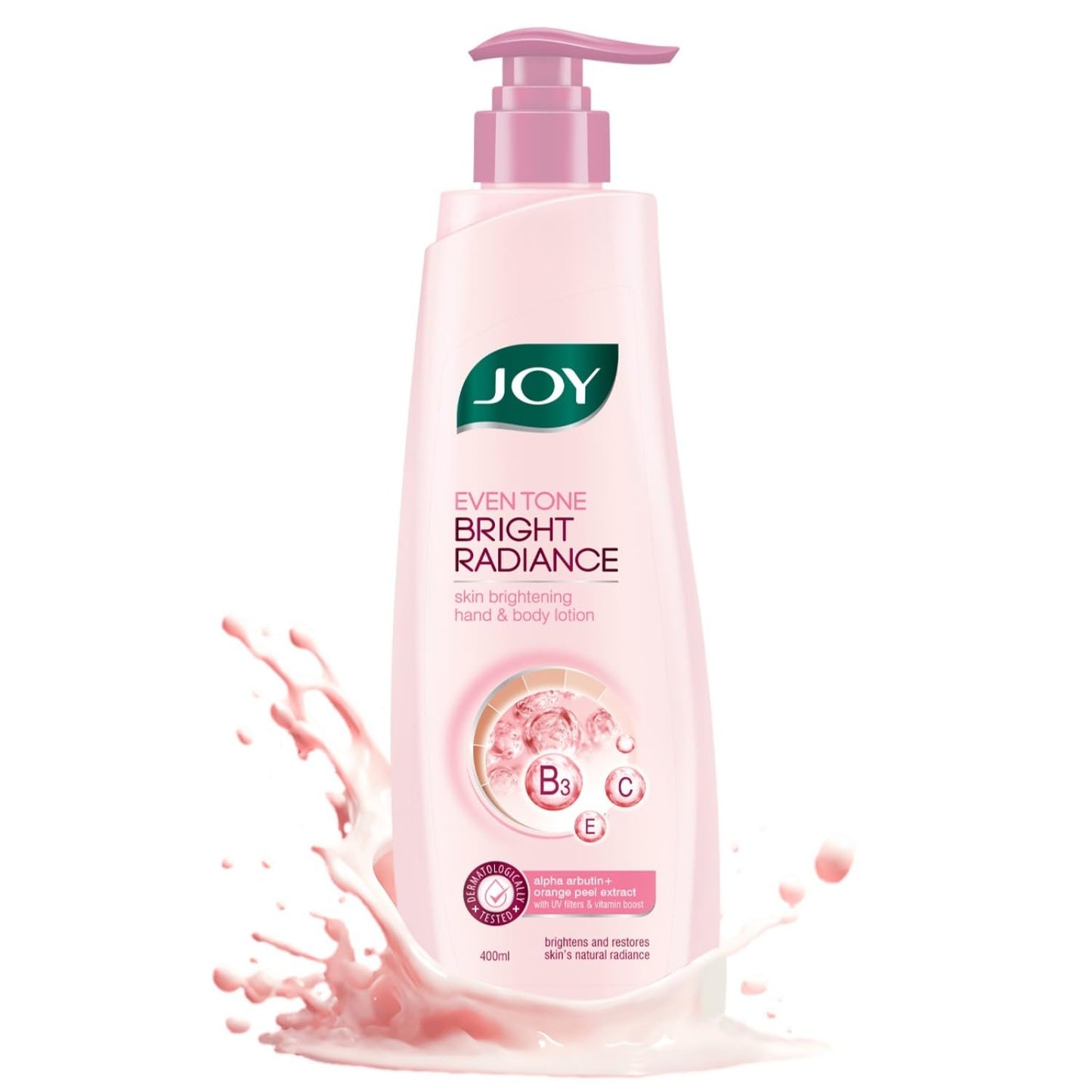 Joy Even Tone Bright Radiance Brightening Winter Body Lotion 400ml | With Niacinamide & Alpha Arbutin | Removes Tan, Dark Spots & Restores Natural Glow | Lightweight, Non Sticky & Non Greasy