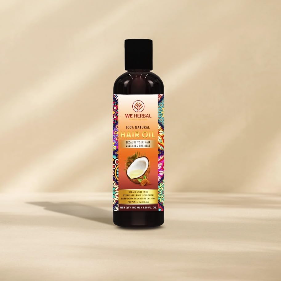 WE HERBAL Natural Hair Oil for Men & Women, Promotes Hair Growth, Prevents Premature Greying & Hair Fall, Chemical Free, For All Hair Types, 100ml