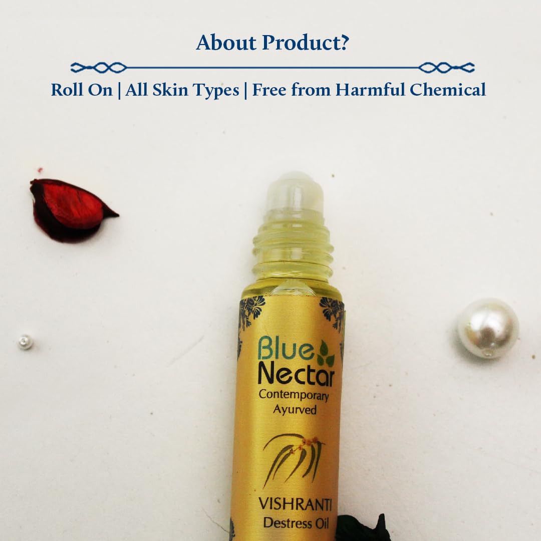 Blue Nectar Destress Oil Roll On, for relief from Headache, Migraine & Sinusitis,9ml