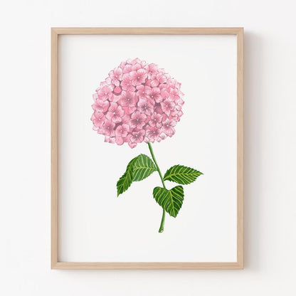 Hydrangea Floral Wall Painting| Modern Art Painting For Living Room Bed Room And Office | 11 X 14 Inches (Natural Frame)