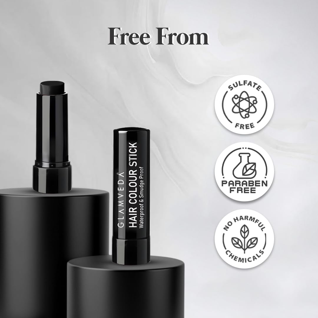 Glamveda Men Hair Color Stick | Instant Root Touch-Up & Grey Hair Cover-Up | Natural Hairline & Beard Touch-Up | Highly Pigmented Hairline Powder Stick | Long-Lasting Matte Finish | Pack of 1