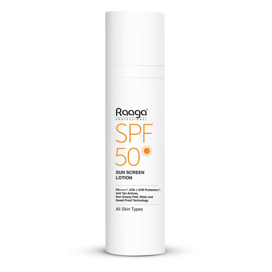 Raaga Professional SPF 50 Sunscreen Lotion | PA++++, UVA + UVB Protection,All Skin, Anti Tan Activities, Non-Greasy Feel, Water and Sweat Proof Technology (55 ml)